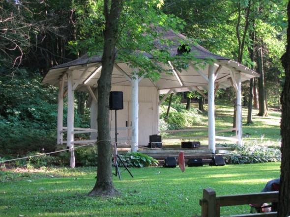 The gazebo where the guys sang.