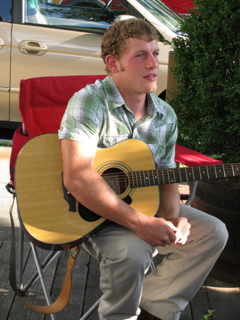 Steve Petersheim takes a break from the guitar