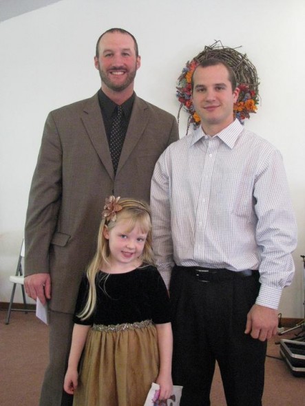 Pastor Nick with Jason and a little friend