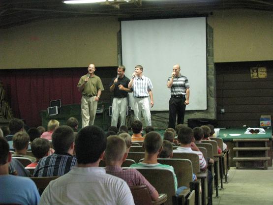 gop-boys-camp Throwing in some comedy --and Brian's shoes-- among the songs.
