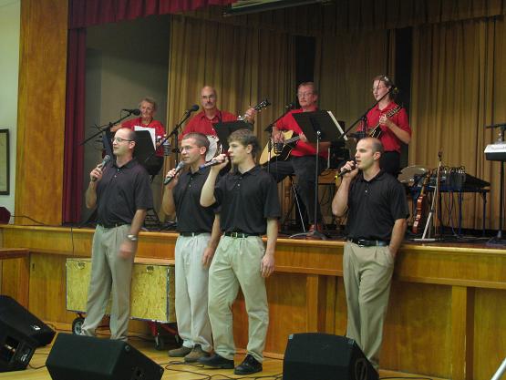 Wendell's group, The Keystone Mountain Way, backed up the Garment of Praise singing "I'll Fly Away", by Brian's request.