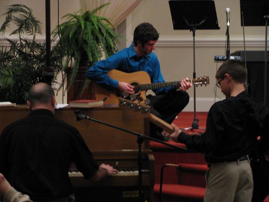 We had a small "band" accompanying the men on one song, "Wedding Music".