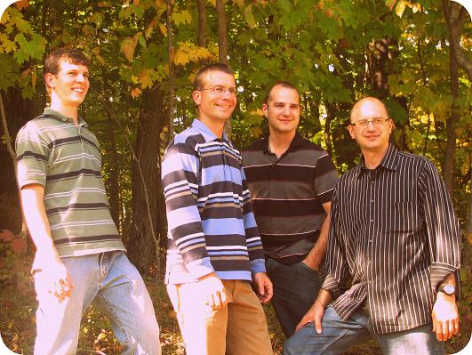 From l to r: Danny Petersheim, baritone; Daryl Petersheim, lead; Jason Fox, bass; Brian Fox, tenor